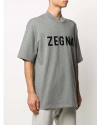T-shirt à col rond imprimé gris Ermenegildo Zegna