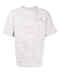 T-shirt à col rond imprimé gris Feng Chen Wang