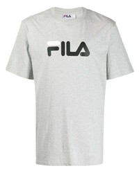 T-shirt à col rond imprimé gris Fila