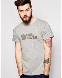 T-shirt à col rond imprimé gris Fjäll Räven