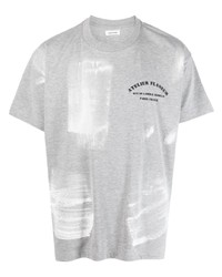 T-shirt à col rond imprimé gris Flaneur Homme