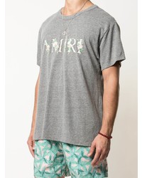 T-shirt à col rond imprimé gris Amiri