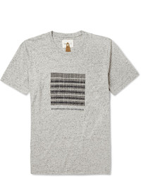 T-shirt à col rond imprimé gris Folk