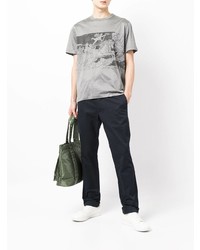 T-shirt à col rond imprimé gris Brioni