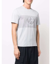 T-shirt à col rond imprimé gris Giorgio Armani