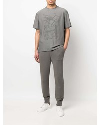 T-shirt à col rond imprimé gris Zegna