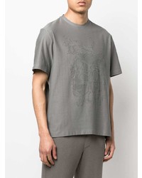 T-shirt à col rond imprimé gris Zegna