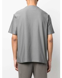 T-shirt à col rond imprimé gris Zegna