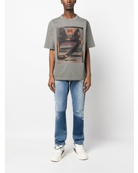 T-shirt à col rond imprimé gris Heron Preston