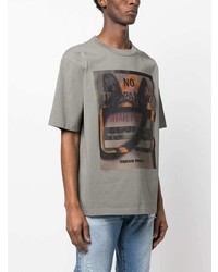 T-shirt à col rond imprimé gris Heron Preston