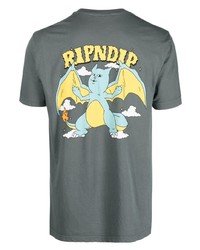 T-shirt à col rond imprimé gris RIPNDIP