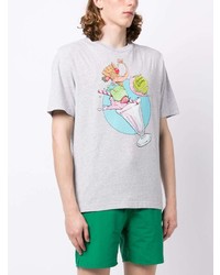 T-shirt à col rond imprimé gris MAISON KITSUNÉ