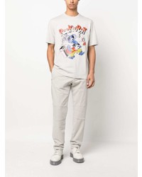 T-shirt à col rond imprimé gris Moschino