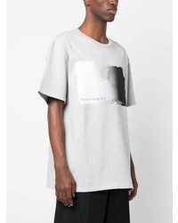 T-shirt à col rond imprimé gris Alexander McQueen