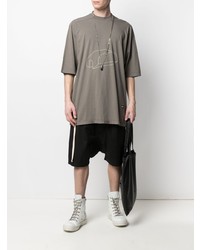 T-shirt à col rond imprimé gris Rick Owens DRKSHDW