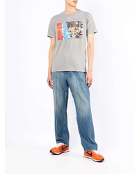 T-shirt à col rond imprimé gris Kenzo