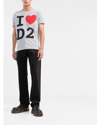 T-shirt à col rond imprimé gris DSQUARED2