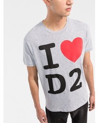 T-shirt à col rond imprimé gris DSQUARED2