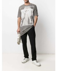 T-shirt à col rond imprimé gris 11 By Boris Bidjan Saberi