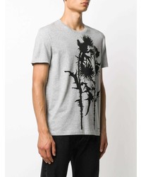 T-shirt à col rond imprimé gris Alexander McQueen