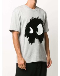 T-shirt à col rond imprimé gris McQ Swallow