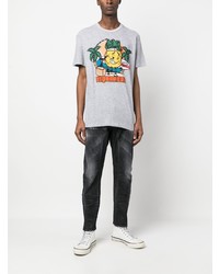 T-shirt à col rond imprimé gris DSQUARED2