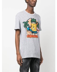 T-shirt à col rond imprimé gris DSQUARED2