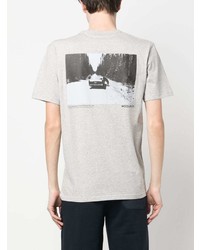 T-shirt à col rond imprimé gris Woolrich