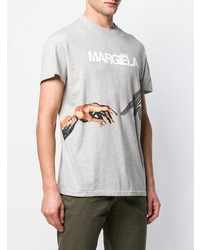 T-shirt à col rond imprimé gris Maison Margiela