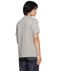 T-shirt à col rond imprimé gris MAISON KITSUNÉ