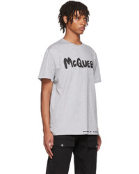 T-shirt à col rond imprimé gris Alexander McQueen