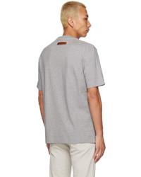 T-shirt à col rond imprimé gris Zegna