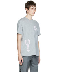 T-shirt à col rond imprimé gris Thom Browne