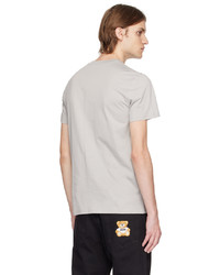 T-shirt à col rond imprimé gris Moschino