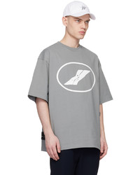 T-shirt à col rond imprimé gris We11done