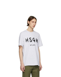 T-shirt à col rond imprimé gris MSGM