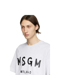 T-shirt à col rond imprimé gris MSGM