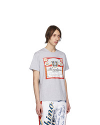 T-shirt à col rond imprimé gris Moschino