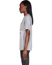 T-shirt à col rond imprimé gris MSGM