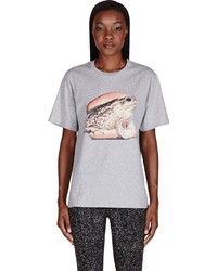 T-shirt à col rond imprimé gris MSGM