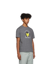 T-shirt à col rond imprimé gris Kenzo