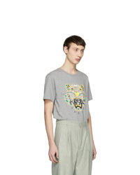 T-shirt à col rond imprimé gris Kenzo