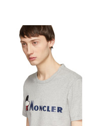 T-shirt à col rond imprimé gris Moncler