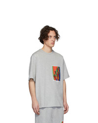 T-shirt à col rond imprimé gris Dries Van Noten