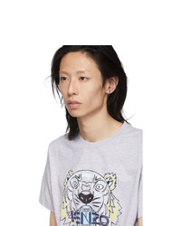 T-shirt à col rond imprimé gris Kenzo