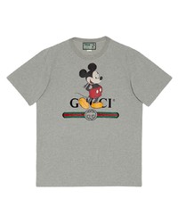 T-shirt à col rond imprimé gris Gucci
