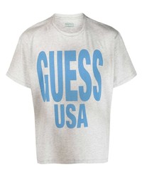 T-shirt à col rond imprimé gris GUESS USA