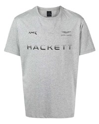 T-shirt à col rond imprimé gris Hackett