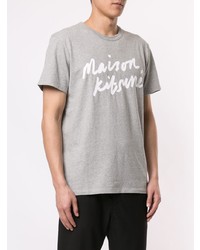 T-shirt à col rond imprimé gris MAISON KITSUNÉ