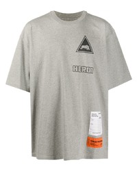 T-shirt à col rond imprimé gris Heron Preston